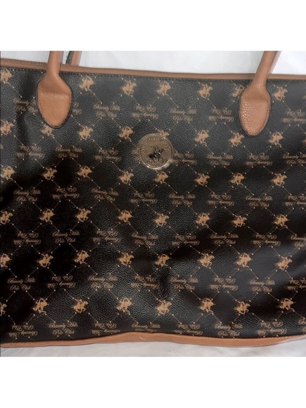 Brown and Black Monogram Tote Bag, NWT, 20X12X7.5, All Vegan Materials T5 - Picture 2 of 11